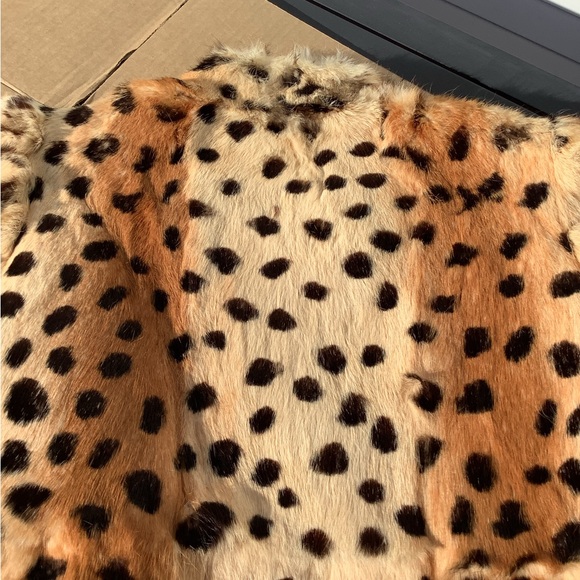 Vtg Y2K 90’s Leopard Spot Rabbit Fur Coat Glam Lux Old Money NOS PUFFY Hollywood - Picture 10 of 16